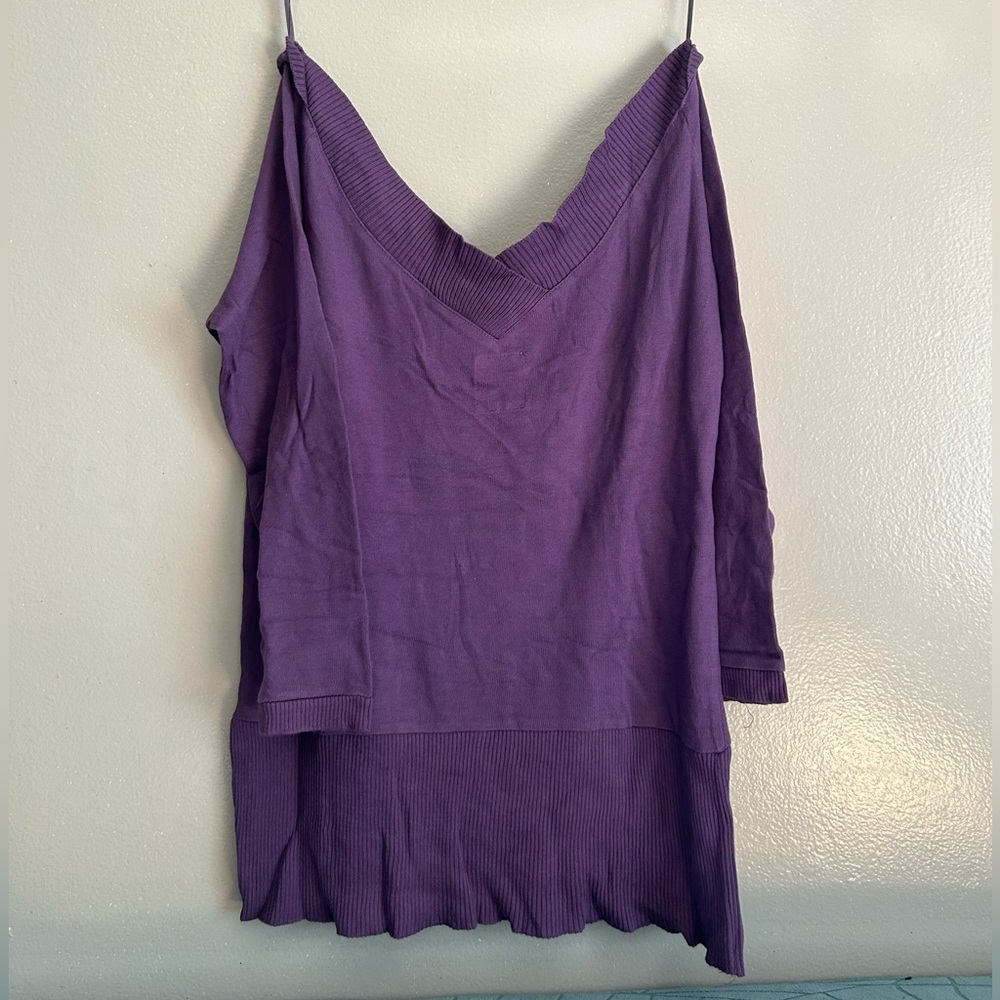 Zara | 100% cotton purple deep v-neck oversized sweater | size S - Picture 7 of 12